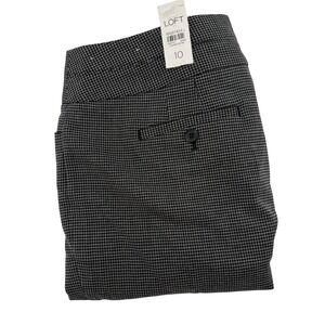 LOFT Curvy‎ Fit Black White Houndstooth Straight Leg Dress Pants Size 10